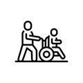 Black line icon for Assisted, help and take care