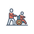 Color illustration icon for Assisted, help and take care