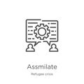 assmilate icon vector from refugee crisis collection. Thin line assmilate outline icon vector illustration. Outline, thin line Royalty Free Stock Photo