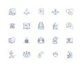 Associate line icons collection. Alliance, Partner, Colleague, Assistant, Comrade, Collaborator, Cohort vector and