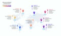Associated company factory connection world map mark point infographic design vector illustration eps10