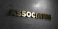 Associates - Gold text on black background - 3D rendered royalty free stock picture