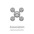 association icon vector from business partnership collection. Thin line association outline icon vector illustration. Outline,