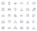 Association line icons collection. Unity, Alliance, Coalition, Partnership, Community, Collaboration, Grouping vector