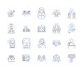 Association tutorial line icons collection. Membership, Collaboration, Nerking, Governance, Community, Advocacy