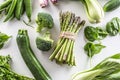 Assorment of fresh green vegetables - Top of view