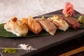 Assorted Aburi (Torched) Sushi Royalty Free Stock Photo