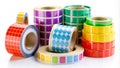 Assorted Adhesive Label Rolls A Colorful Collection of Customizable Stickers for Organization and Creativity Royalty Free Stock Photo