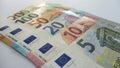 assorted all euro banknotes closeup Royalty Free Stock Photo