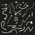 Assorted arrows icons. Direction indicator symbols. Dynamic movement shapes. Pointer vector collection. Royalty Free Stock Photo