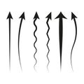 Assorted arrows set. Vector collection. Curved zigzag lines. Direction indicators.
