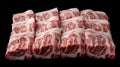 Assorted asian sliced raw wagyu bbq beef steak selection from chinese, japanese, and korean cuisines Royalty Free Stock Photo