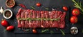 Assorted asian sliced raw wagyu beef for barbecue grilling, chinese, japanese, korean cuisine