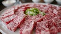 Assorted asian sliced raw wagyu beef perfect for barbecue and grilling enthusiasts