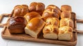 Assorted bakery products including loaves of bread and rolls Royalty Free Stock Photo