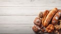 Assorted Bakery Products on Wooden Background . created with Generative AI Royalty Free Stock Photo