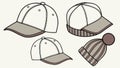 Assorted Baseball Caps and Winter Hats Vector Set, vector design Generative AI Royalty Free Stock Photo