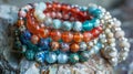 Colorful Beaded Bracelets on Display at Outdoor Market Royalty Free Stock Photo