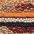 Assorted beans and lentils are arranged in horizontal layers, showcasing a variety of Royalty Free Stock Photo