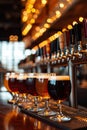 Assorted Beer Glasses on Bar Counter Royalty Free Stock Photo