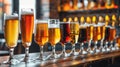 Assorted Beers in Row of Glasses Royalty Free Stock Photo