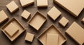 Assorted beige cardboard boxes of various Royalty Free Stock Photo