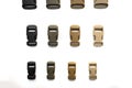 Assorted plastic buckles isolated on white background Royalty Free Stock Photo
