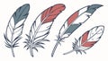 Assorted Bird Feathers Vector Set, vector design Generative AI Royalty Free Stock Photo