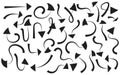 Assorted black arrow shapes pointing in different directions on a white background Royalty Free Stock Photo
