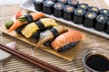 Assorted Black Sushi and Maki Roll Royalty Free Stock Photo