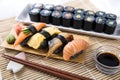 Assorted Black Sushi and Maki Roll Royalty Free Stock Photo