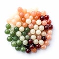Assorted boba pearls displayed on a pristine white background, Ai Generated