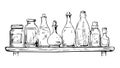 Assorted Bottles and Jars on a Kitchen Shelf, vector design Generative AI Royalty Free Stock Photo