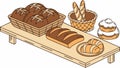 Assorted Bread & Pastries on Board, vector design Generative AI Royalty Free Stock Photo