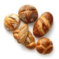 Assorted bread rolls isolated on white background Royalty Free Stock Photo
