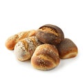 Assorted bread rolls isolated on white background Royalty Free Stock Photo