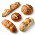 Assorted bread varieties isolated on white background Royalty Free Stock Photo