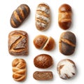 Assorted bread varieties isolated on white background Royalty Free Stock Photo