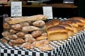 Assorted breads, rolls, baguettes for sale at the bakery Royalty Free Stock Photo