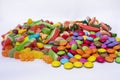 Assorted bright colourful candy shapes