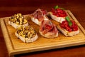 Assorted Bruschetta plate Royalty Free Stock Photo