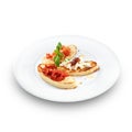 Assorted bruschetta with salmon, air-dry tomatoes or goat cheese