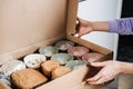 Assorted Buffet Snacks Ready for Catering Service. Selection of assorted snacks presented in small bowls, packaged in a Royalty Free Stock Photo