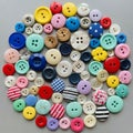Of assorted buttons arranged in a circular pattern on a flat Royalty Free Stock Photo