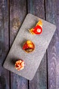 Assorted Cakes Displayed on Luxurious Marble Board from Overhead View