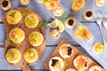 Assorted canape and toast Royalty Free Stock Photo