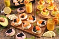 Assorted canape and toast Royalty Free Stock Photo