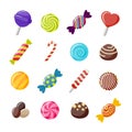 Assorted Candies Decorative Flat Icons Set