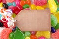 Assorted Candies with Tag, Copy Space Royalty Free Stock Photo