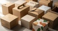 Assorted cardboard boxes with various designs Royalty Free Stock Photo